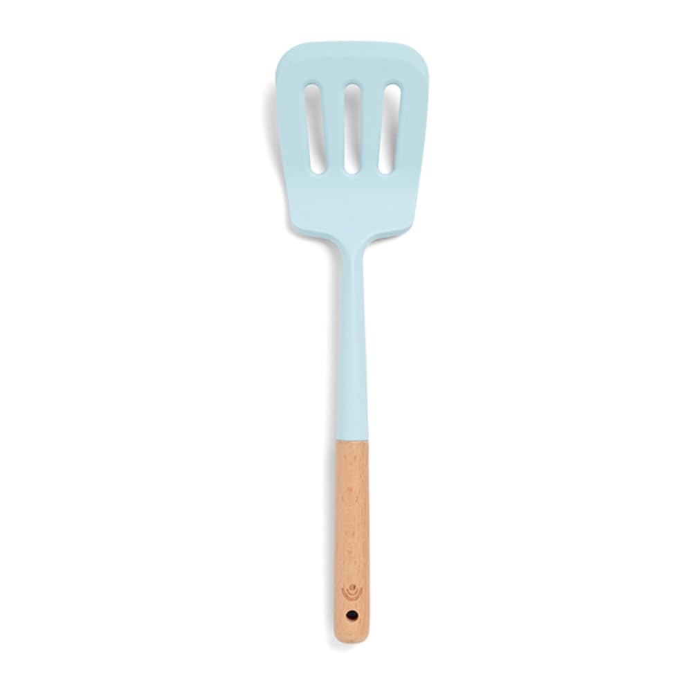 کاردک پلوپز پریمیوم یام آسیا انگلستان با دسته چوب راش و سیلیکون ممتاز (آبی آسمانی، کاردک شکاف دار)