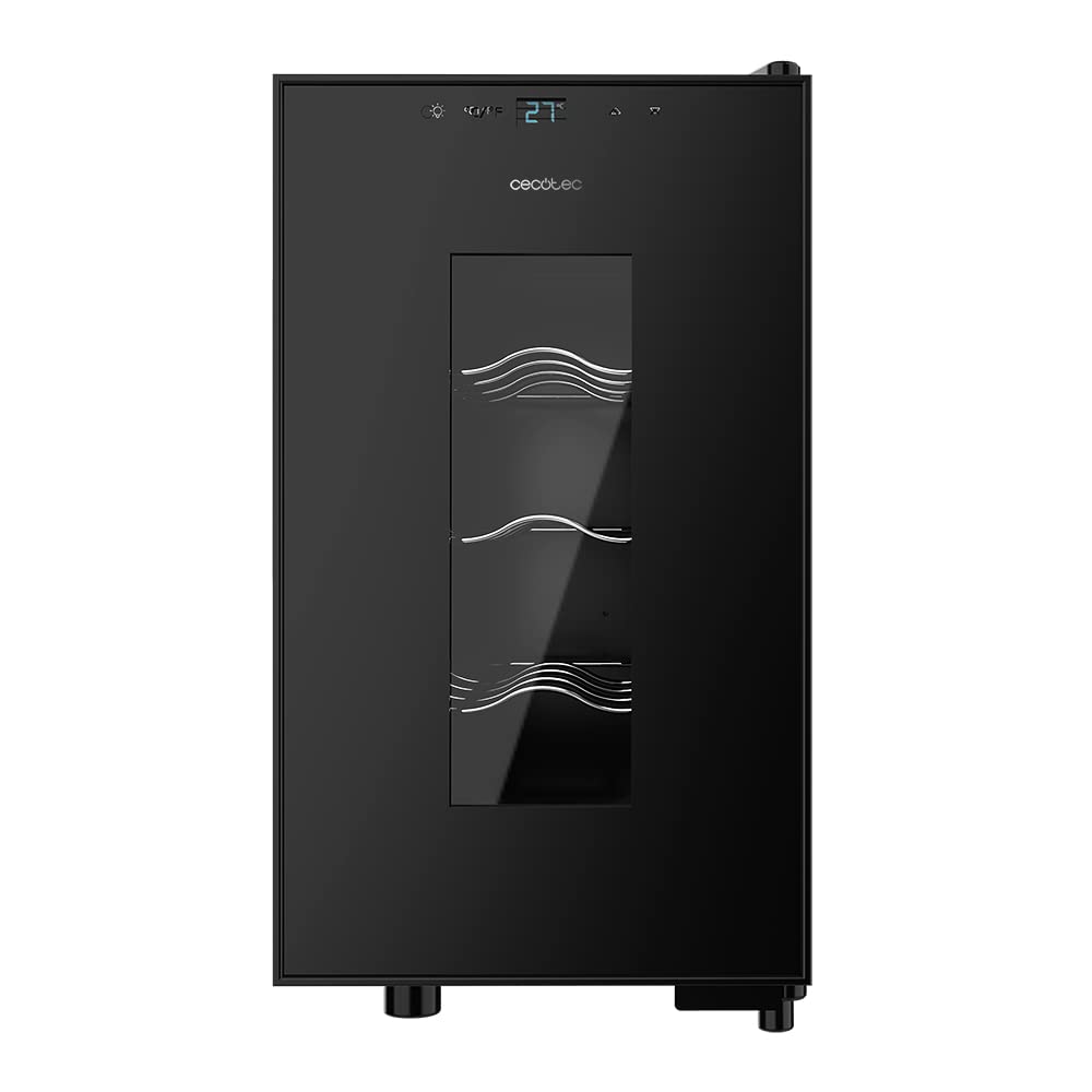 بطری‌های سکوتک اسپانیا Cecotec GrandSommelier 820 CoolCrystal Bolero، 8 بطری، 23 لیتر، سیستم خنک‌کننده ترموالکتریک، عملکرد بالا، قابل تنظیم نور، روشنایی داخلی LED