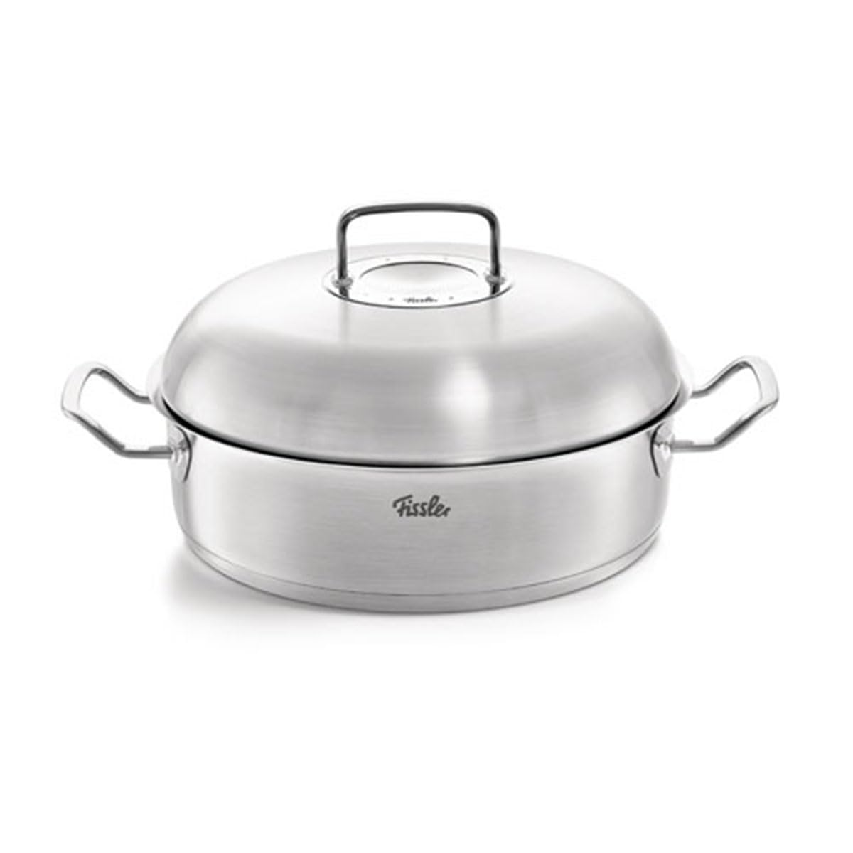 قابلمه تکی فیسلر Fissler Original-Profi Collection / سرخ کن استیل ضد زنگ (4.8 L - Ø 28 سانتی متر) ظرف قابلمه گرد، ماهیتابه با درب فلزی - القایی، نقره ای