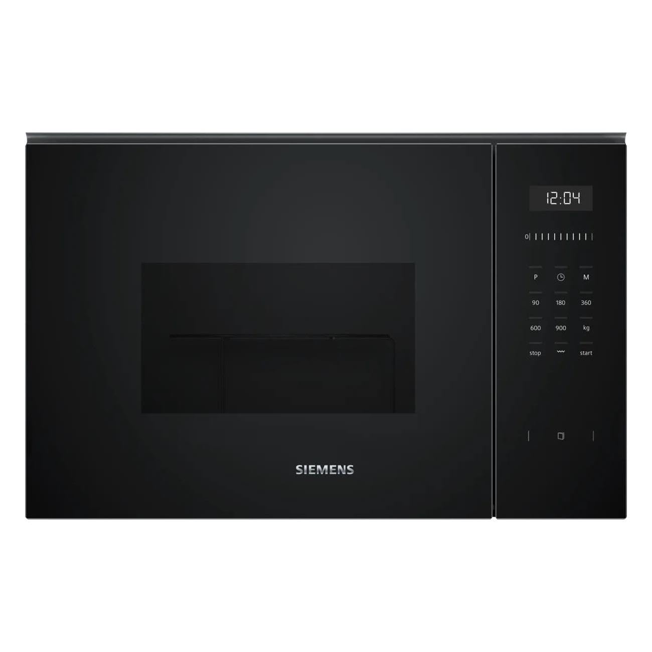 مایکروویو توکار زیمنس BE555LMB1 iQ500 با قابلیت گریل، ابعاد ۵۹ در ۳۸ سانتی‌متر، توان ۹۰۰ وات، فضای پخت ۲۵ لیتری از جنس استیل ضد زنگ، عملکرد کنترل لمسی، تمیزکننده هیدرولیتیک، ۸ برنامه پخت خودکار cookControl، مشکی