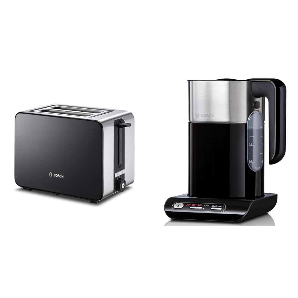 توستر 2 اسلایس و کتری برقی بوش آلمان Bosch TAT7203، عملکرد یخ زدایی/ترد، 1050 وات، کتری، خاموش شدن خودکار، حفاظت در برابر گرمای بیش از حد، انتخاب دما، 1.5 لیتر، 2400 وات