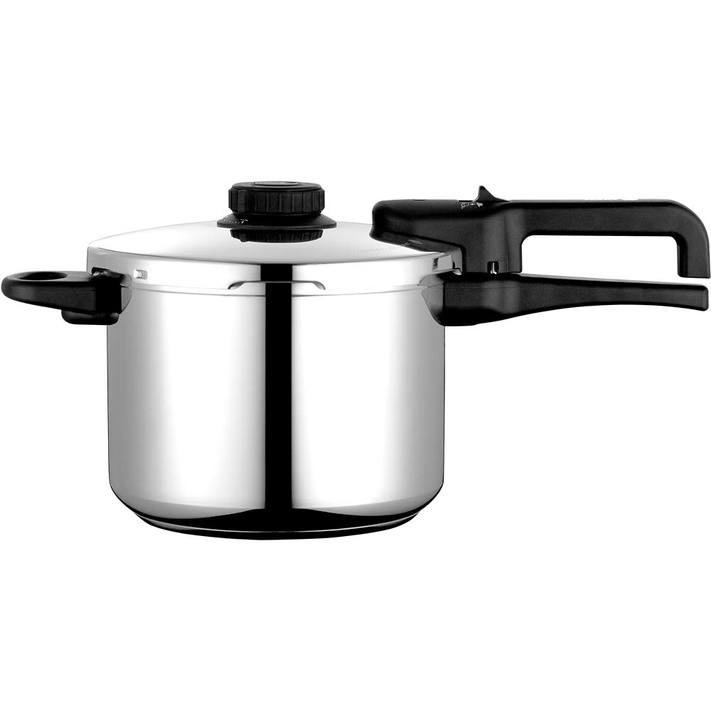 زودپز فاگور اسپانیا Dual Xpress 6 لیتری، القایی، زودپز فوق سریع، استیل ضد زنگ 18/10، انواع اجاق گاز، پایه ترمو دیفیوزر، تنظیم کننده فشار، 5 سیستم ایمنی