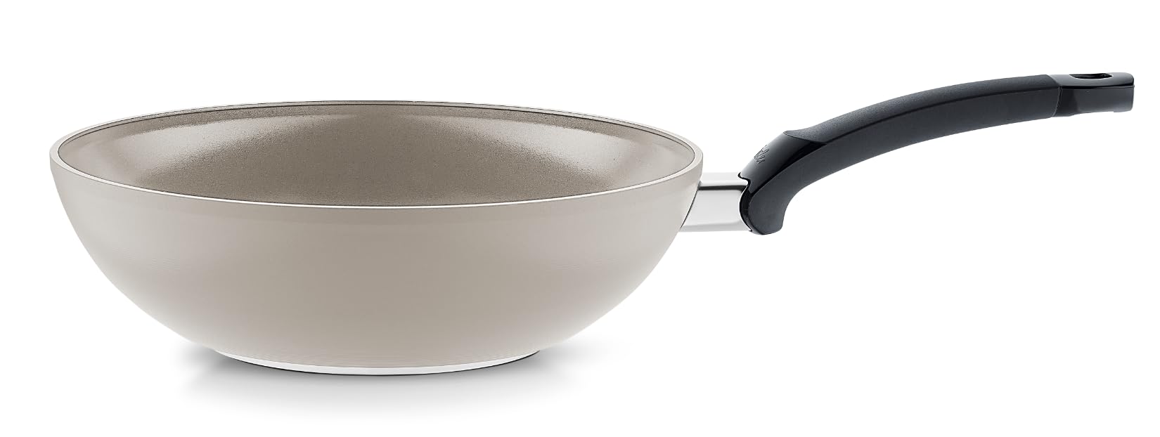 ماهیتابه ووک فیسلر Fissler Ceratal / Wok آلومینیومی (Ø 28 سانتی متر، 3.7 لیتر) ماهیتابه سرامیکی با روکش نچسب، لبه بلند، بدون PFAS/PTFE، ساخت آلمان – القایی، خاکستری