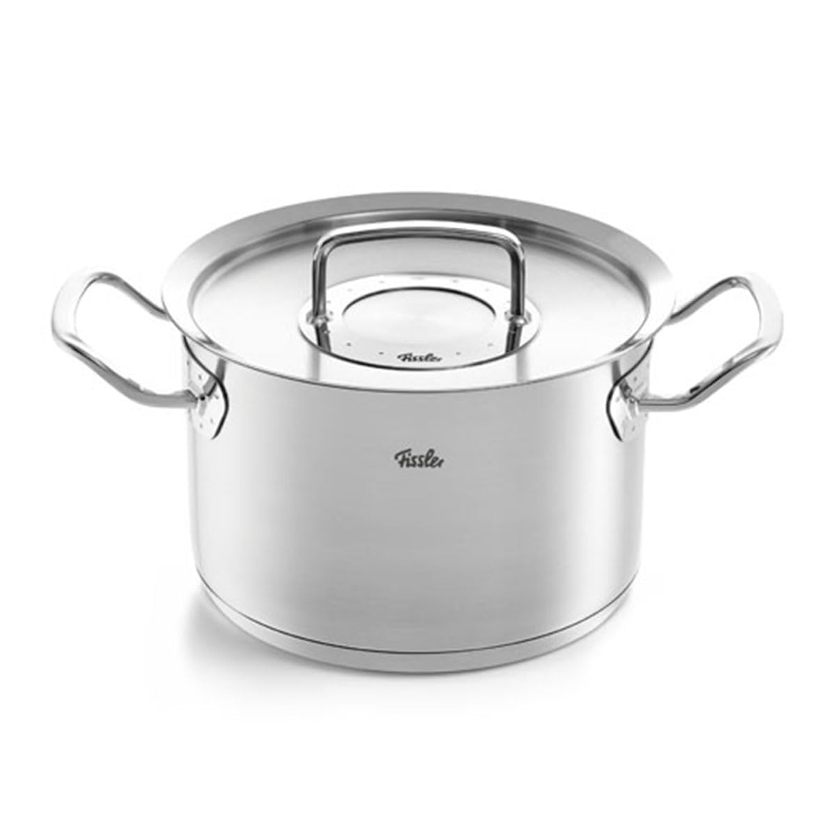 قابلمه تکی فیسلر Fissler Original-Profi Collection / قابلمه فولادی ضد زنگ (Ø 20 سانتی متر، 4 لیتر) قابلمه شامل درب فلزی، مقیاس داخلی، ساخت آلمان - القایی، نقره ای