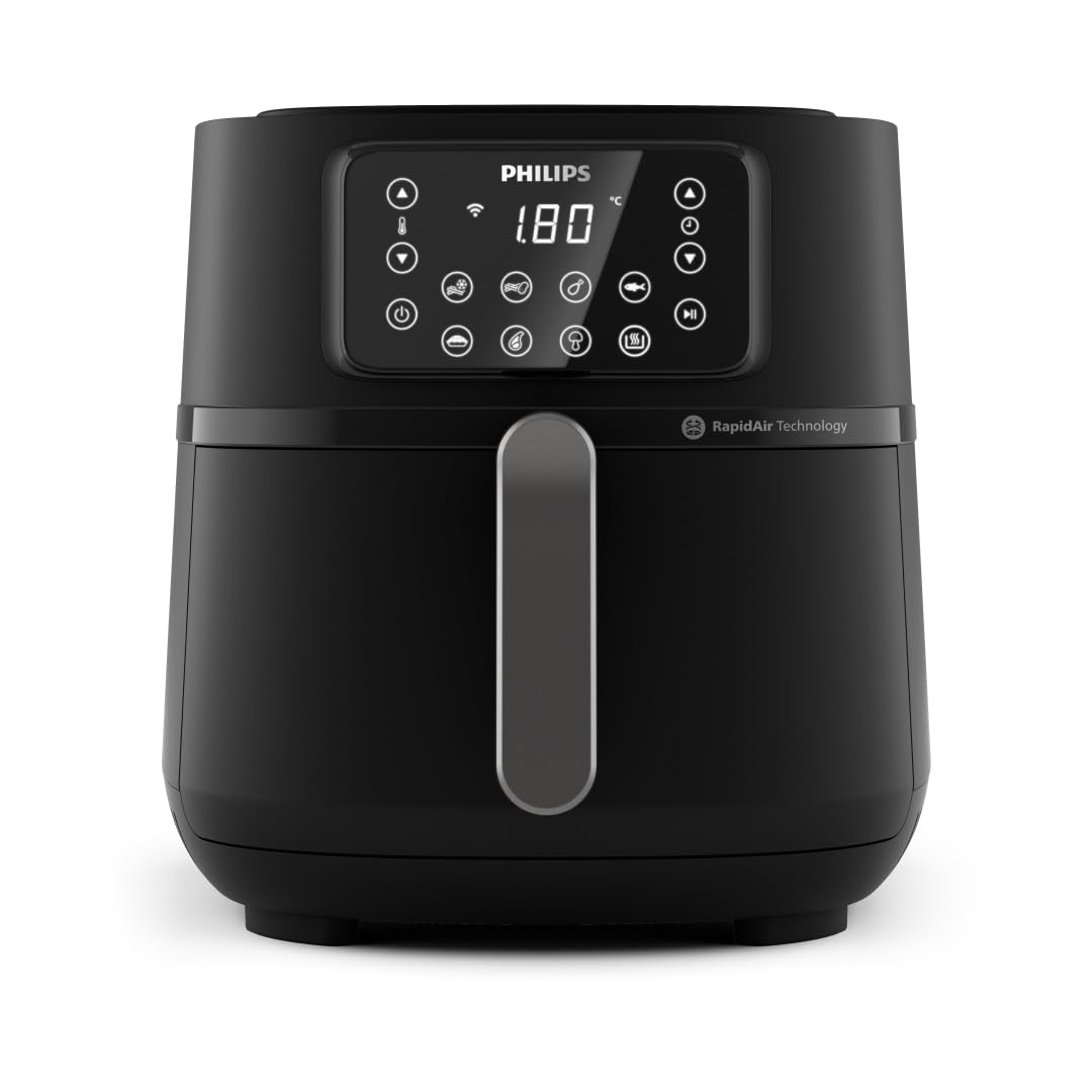 سرخ کن هوای گرم فیلیپس هلند Philips Airfryer 5000 Connected Series - 16 روش پخت، ظرفیت 7.2 لیتر، فناوری Rapid Air برای غذاهای سالم، صرفه جویی در انرژی، تمیز کردن آسان (HD9285/90)