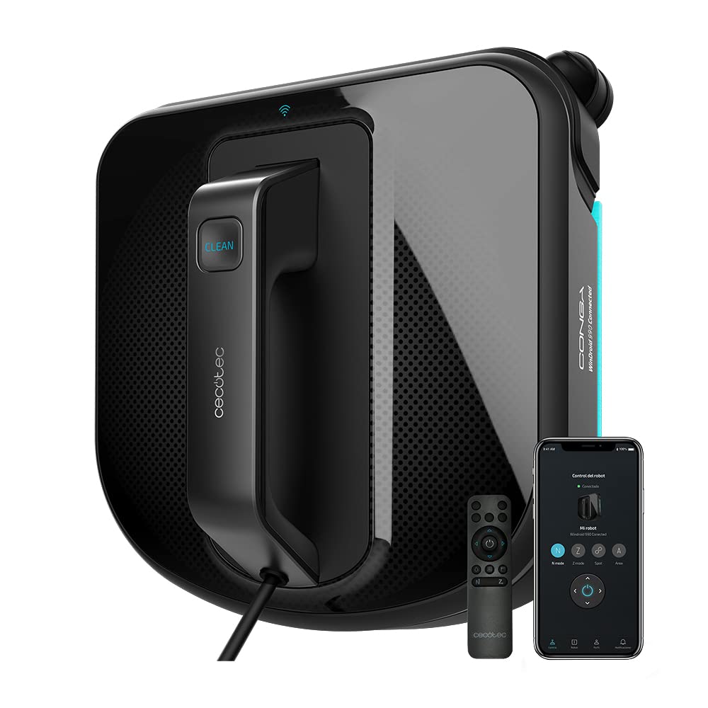 ربات تمیزکننده پنجره Cecotec Conga WinDroid 990 متصل است. کنترل برنامه، iTech WinSquare، ناوبری هوشمند، طراحی مربع، ماپ لرزان، 5 حالت، سیستم حفاظت از سقوط