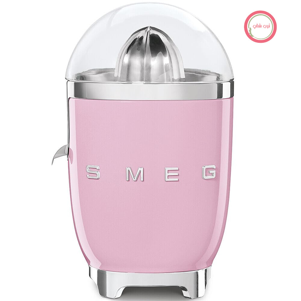 آبمیوه گیری مرکبات برقی Smeg CJF11PKEU، دهانه بدون چکه و مخروط جهانی، پایه های ضد لغزش، صفحه فیلتر استیل ضد زنگ و مخروط آبمیوه گیری، 70 وات، رز