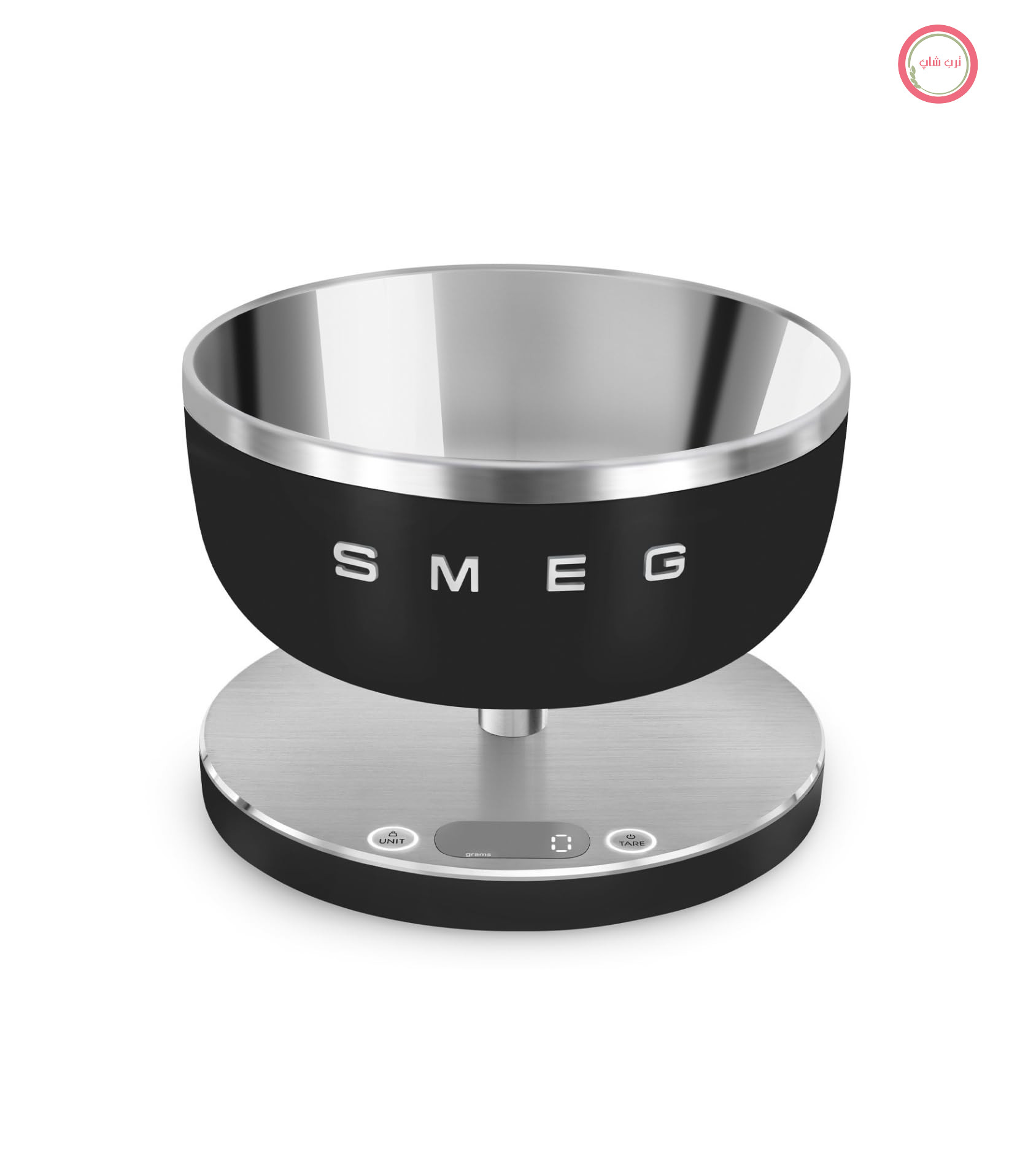 ترازوی آشپزخانه دیجیتال Smeg مدل KSC01BLMWW، کاسه استیل ضد زنگ قابل جدا شدن، چهار واحد اندازه‌گیری (گرم بر میلی‌لیتر و پوند بر اونس مایع)، با قابلیت وزن خالص، حداکثر ظرفیت ۵ کیلوگرم، مشکی