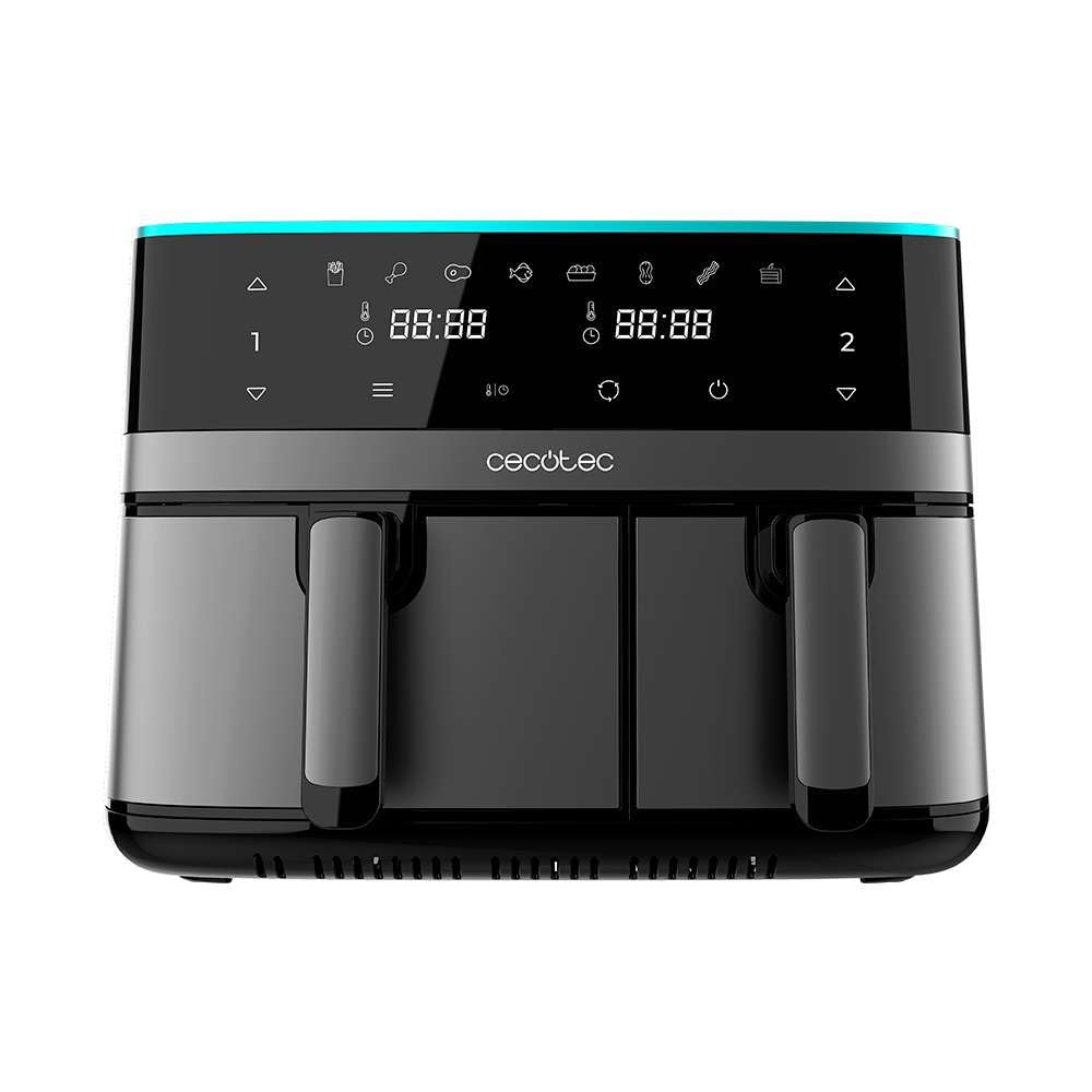 سرخ کن هوای گرم Cecotec 9 لیتری CecoFry Advance Double. سرخ کن رژیمی دیجیتال، جمع و جور و بدون روغن، ۲۸۵۰ وات، دو سبد با دمای دوگانه و فناوری PerfectCook
