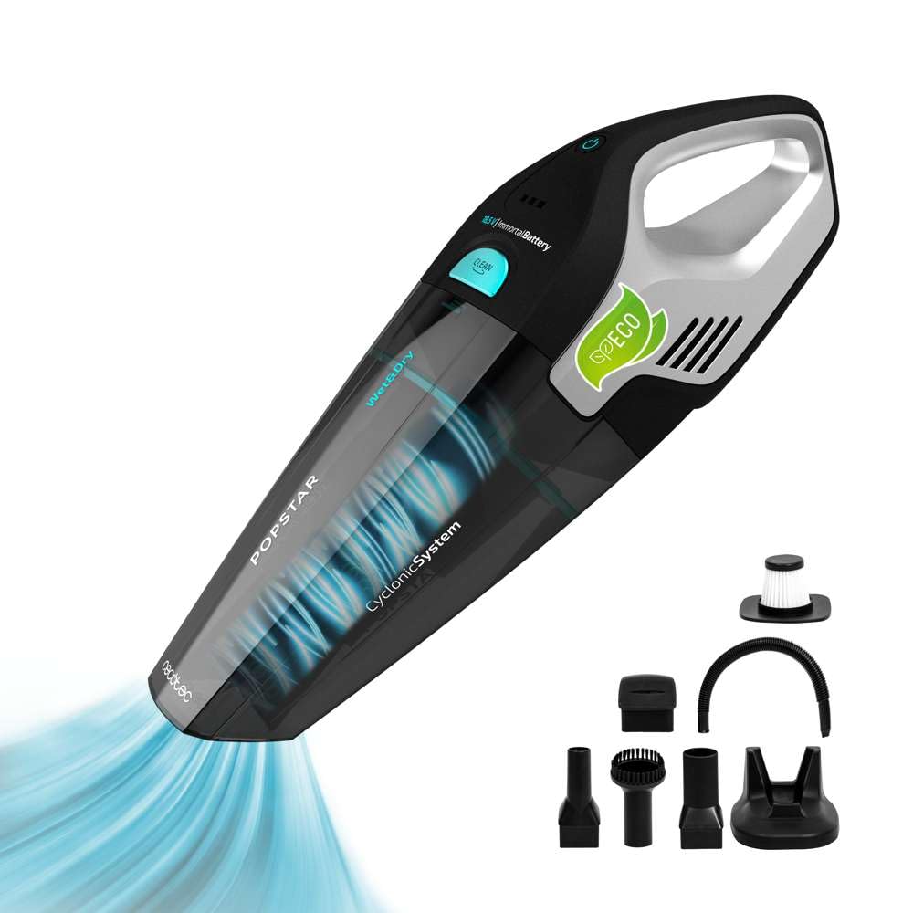 جارو شارژی دستی سکوتک اسپانیا Cecotec مدل Conga Popstar Micro-Hand، 18.5 ولت، بدون کیسه، سیستم خشک و تر، ظرفیت 500 میلی لیتر، سیستم سیکلونیک، قدرت مکش بالای 7.5 کیلو پاسکال، 20 ساعت کارکرد بدون وقفه، فیلتر با کارایی بالا