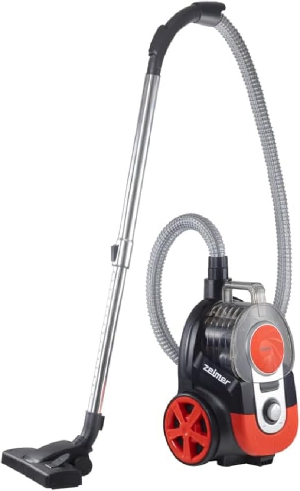 جارو برقی زلمر لهستان Zelmer ZVC021P Krzyś، بدون کیسه،کیفیت بالا، مشکی-قرمز، 800 وات، 2 لیتر