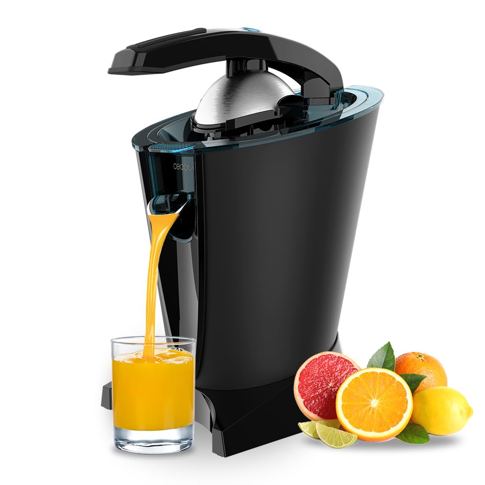 Cecotec Electric Arm Citrus Press EssentialVita Hyden 600. 600 W، غربال استیل ضد زنگ، 2 مخروط قابل جابجایی، اهرم فشار، سیستم ضد چکه، قابل شستشو در ماشین ظرفشویی.