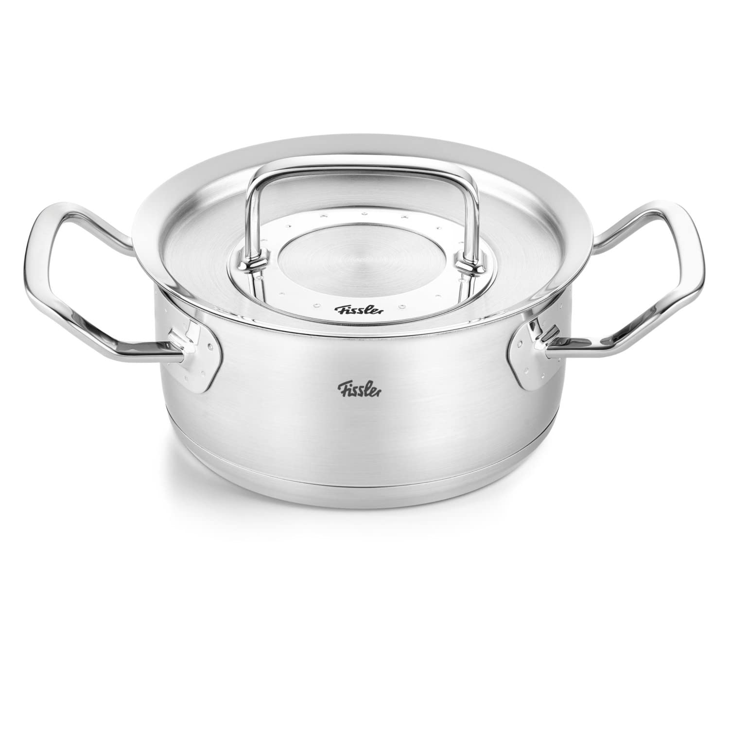 قابلمه تکی فیسلر Fissler Original-Profi Collection / قابلمه بو دادن (Ø 20 سانتی متر، 2.6 لیتر) قابلمه استیل ضد زنگ، تابه با درب فلزی - القایی، نقره ای