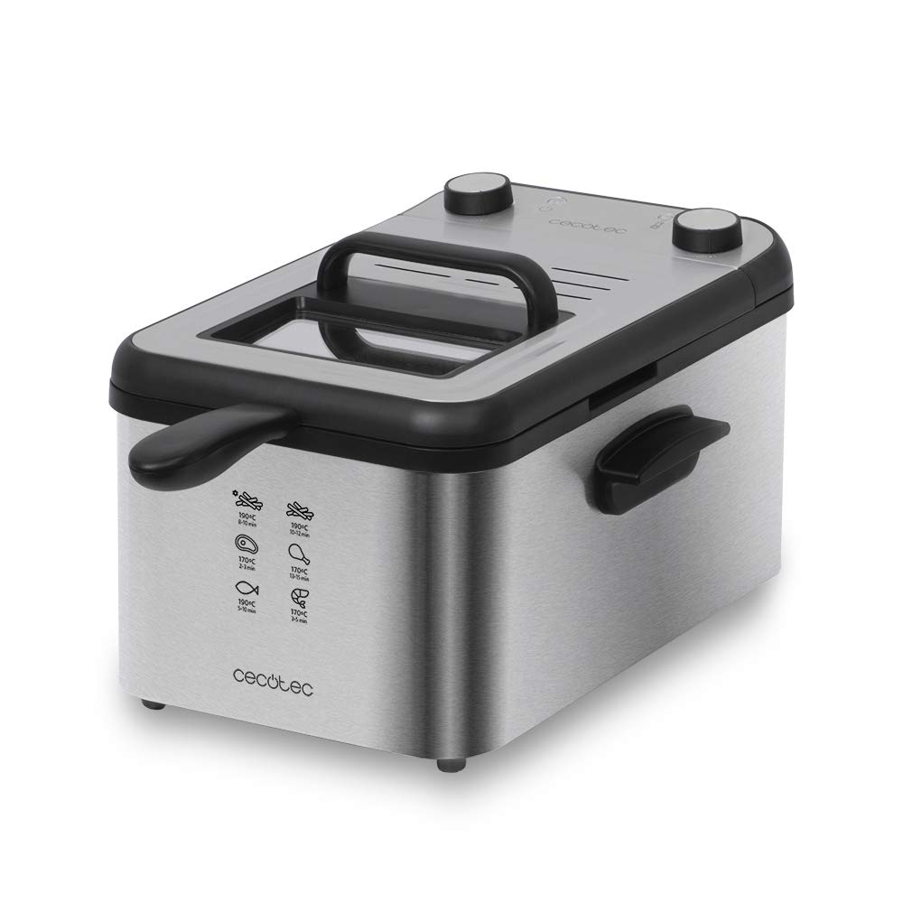 سرخ کن Cecotec مدل CleanFry Infinity 3000، 3 لیتر، دما تا 190 درجه سانتیگراد، تایمر، فیلتر روغن پاک کن، روکش مشکی، 2400 وات