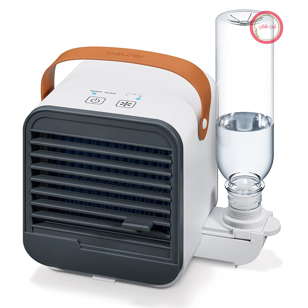 پنکه/خنک کننده رومیزی Beurer LV 50 Fresh Breeze، کاربردی، قابل حمل و مدرن، پنکه و مرطوب کننده 2 در 1، ایده آل برای دفتر کار، بدون افزودنی های شیمیایی، قابل حمل، پنکه و مرطوب کننده 2 در 1 ساده، سفید/مشکی