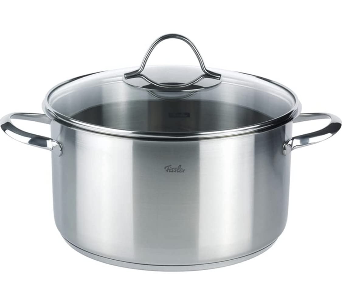 قابلمه تکی فیسلر Fissler Paris / قابلمه استیل ضد زنگ (5.7 L - Ø 24 سانتی متر) قابلمه پخت و پز با درب شیشه ای، لبه ریختن، صرفه جویی در انرژی - القایی