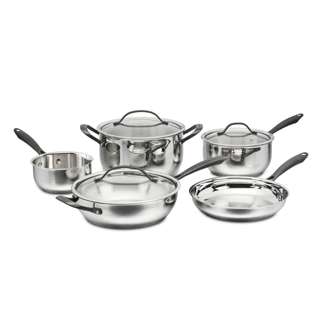 سرویس قابلمه ست 8 تکه ظروف پخت و پز Cuisinart Radiant Pro، فولاد ضد زنگ با پوشش تیتانیوم برس خورده