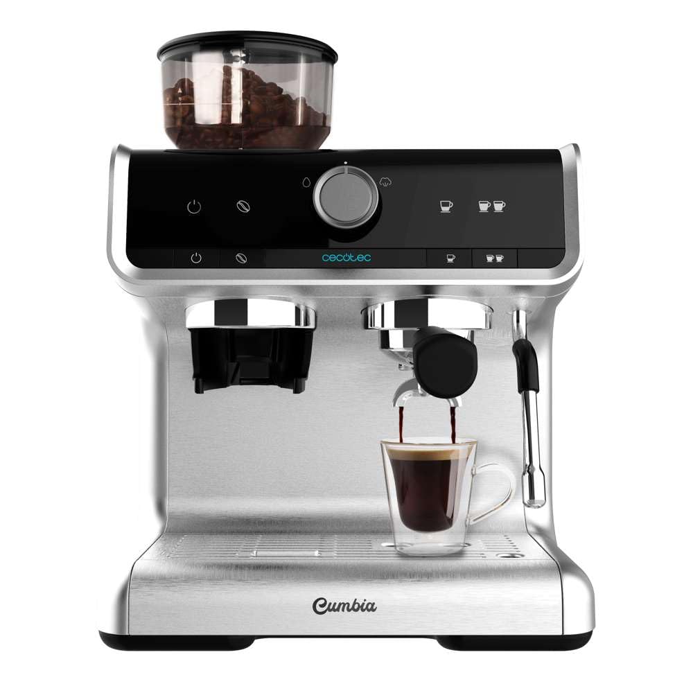 اسپرسو ساز سکوتک اسپانیا Cecotec Cumbia Power Espresso 20 Barista Aromax. توان ۲۹۰۰ وات، ۲ سیستم گرمایشی، پمپ فشار ۲۰ بار، فشارسنج، نگهدارنده فیلتر دو خروجی و ۲ فیلتر (کرم باریستا)