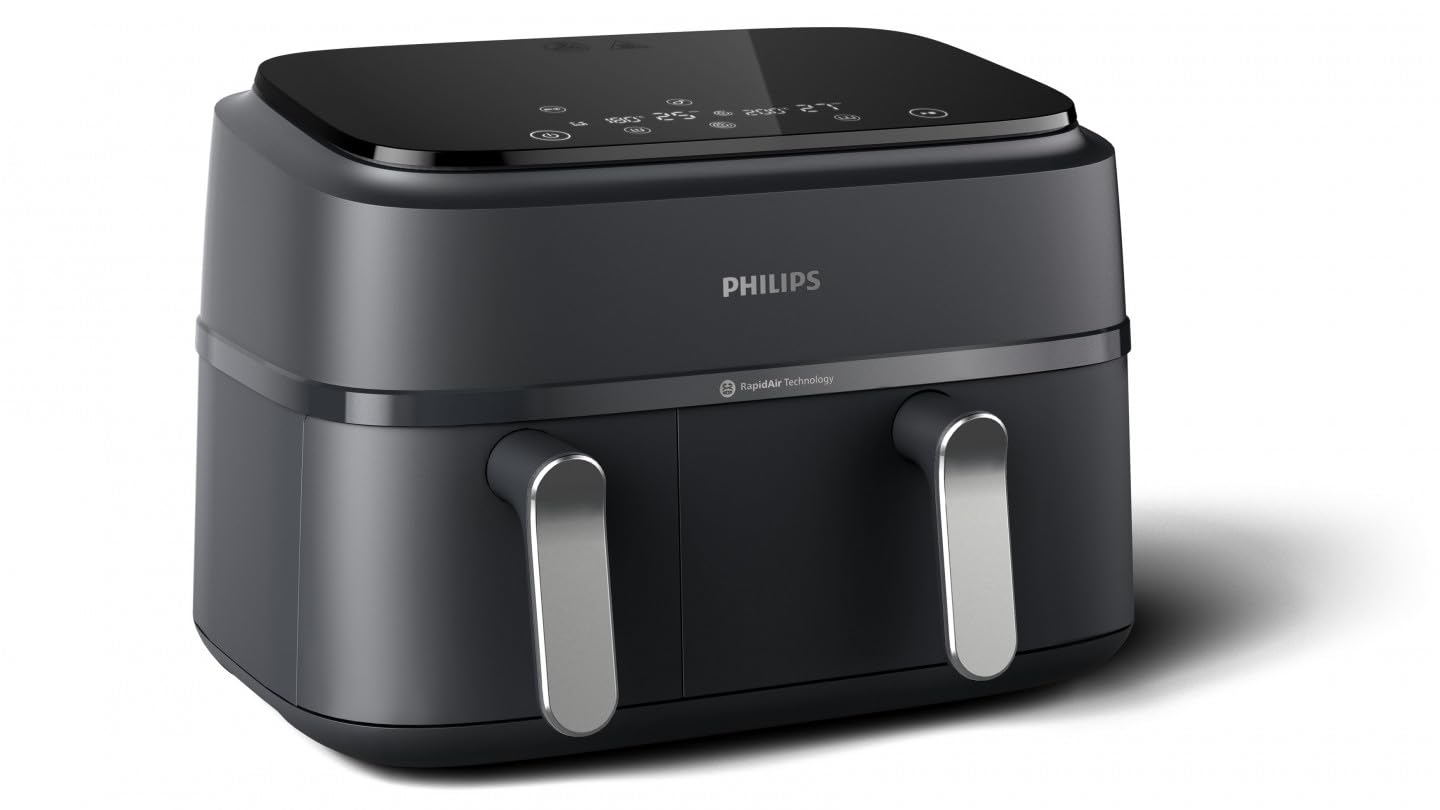 سرخ کن هوای گرم فیلیپس هلند  AirFryer PHILIPS NA351/00 فولاد ضد زنگ 9.0 لیتری کاسه دوبل 38.25 x 44.39 x 31.42 سانتی متر