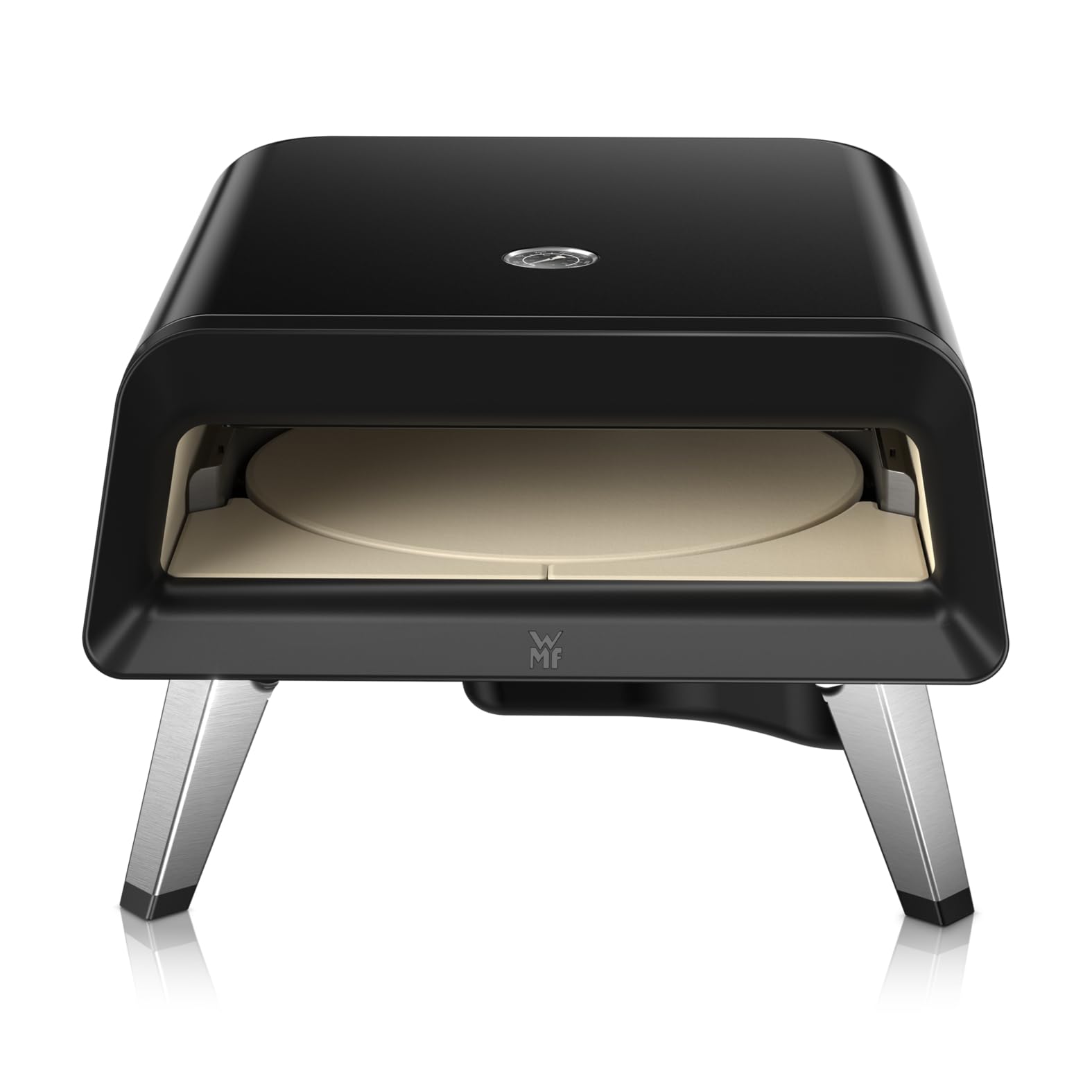 فر پیتزا WMF Pizzaiolo Pro، دمای پخت بیش از ۴۵۰ درجه سانتیگراد، سنگ پیتزای بزرگ (قطر ۴۰ سانتی‌متر)، مکانیزم چرخش خودکار، نظارت یکپارچه بر دما برای نتایج بهینه در ۹۰ ثانیه، فر پیتزای گازی