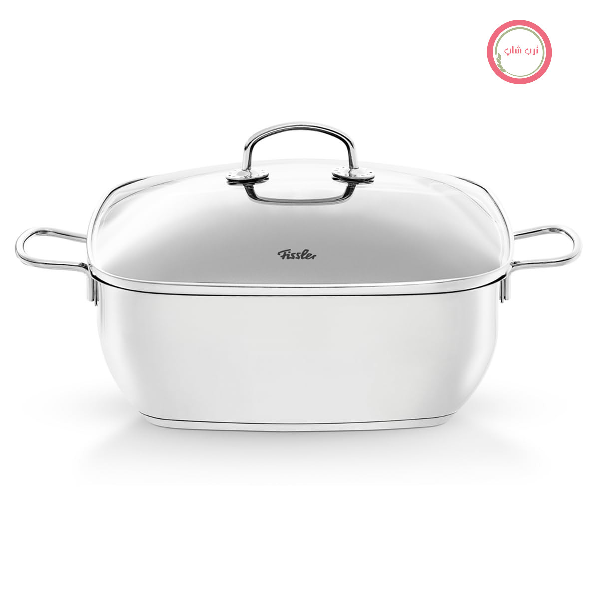 ماهیتابه استیل ضد زنگ/سکورال فیسلر، روکش‌دار (6.5 لیتر - قطر 28 سانتی‌متر)، ظرف کاسرول مستطیلی با درب شیشه‌ای، مناسب برای فر - القایی