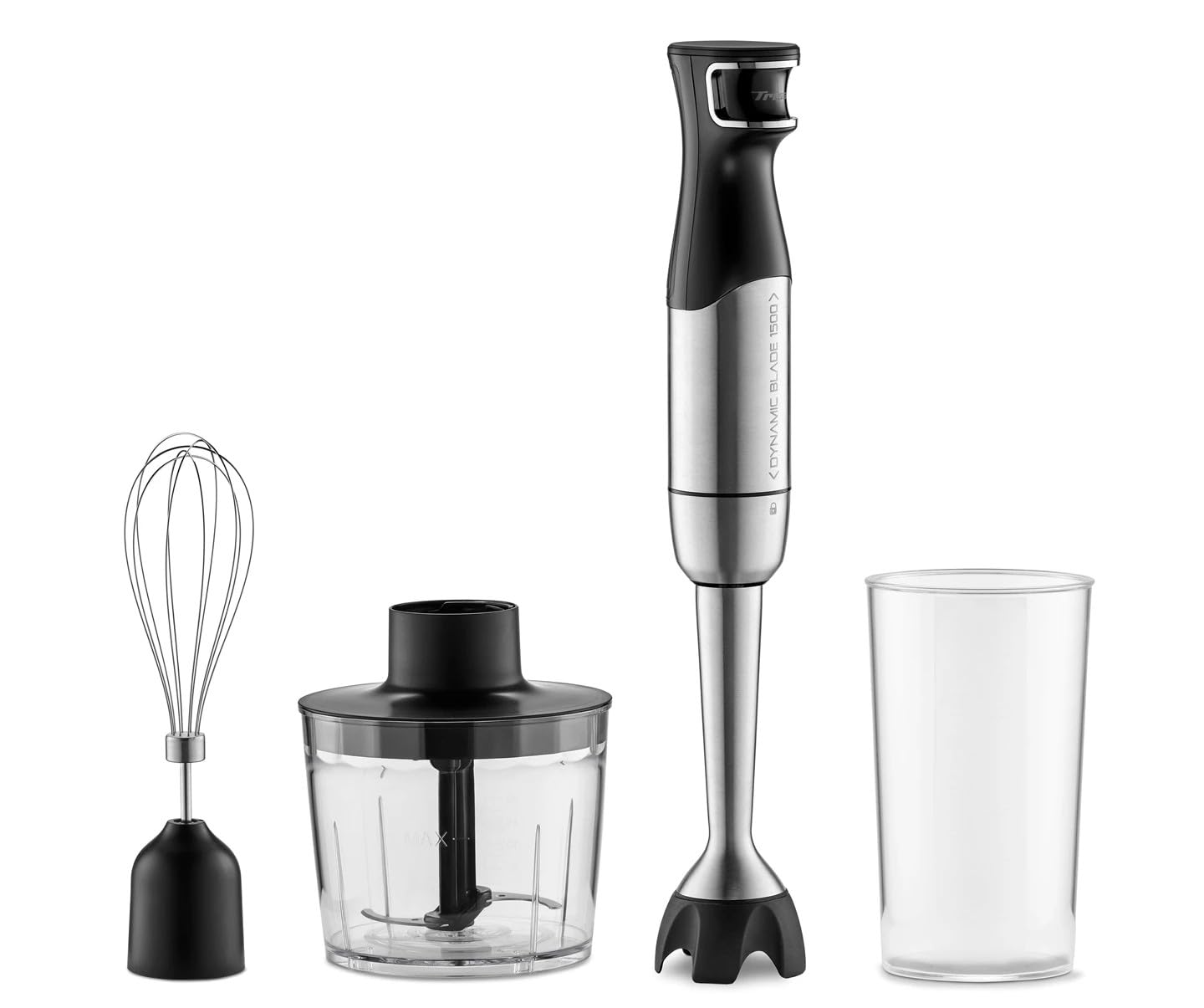 گوشت کوب برقی مخلوط کن دستی تریزا سوئیس، مخلوط کن برقی ۴ کاره، ۱۵۰۰ وات با سرعت متغیر پیوسته، استیل ضد زنگ، همزن، خردکن ۵۰۰ میلی‌لیتری و پیمانه ۷۰۰ میلی‌لیتری برای غذای کودک