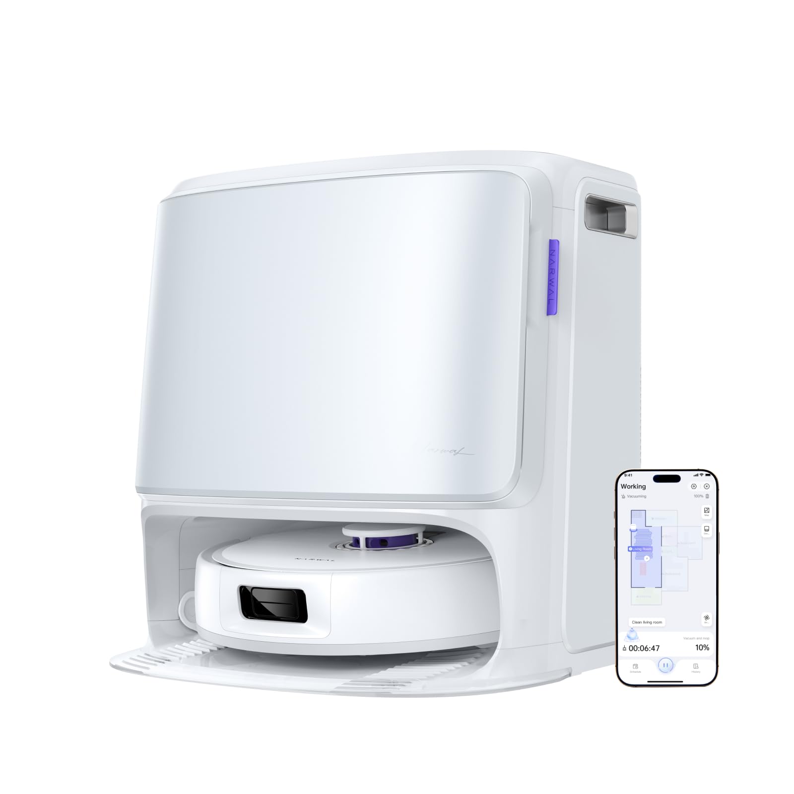 جاروبرقی و تی رباتی خود تمیز شونده NARWAL Freo Z10، بدون گره خوردن، 15000 پاسکال، شستشوی تی با آب گرم 75 درجه سانتیگراد، خشک کردن و تخلیه خودکار، تی با قابلیت افزایش طول، جلوگیری از برخورد با مانع، مخصوص موی حیوانات خانگی