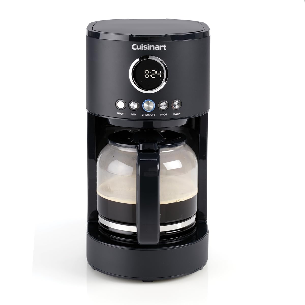 قهوه ساز فیلتر Cuisinart | کاراف 1.8 لیتری/12 فنجان، عملکرد دم کردن سریع، تایمر قابل برنامه ریزی 24 ساعته، عملکرد گرم نگه داشتن 40 دقیقه | استخراج سر دوش، قابل شستشو در ماشین ظرفشویی | مشکی