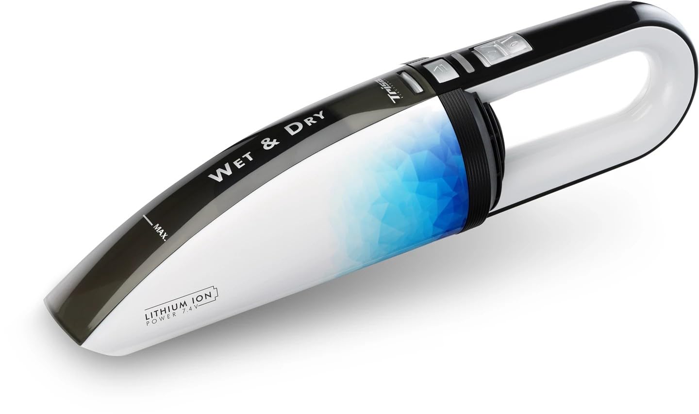 جارو شارژی دستی بی‌سیم تریزا سوئیس - Quick Clean Classic T8519، عملکرد خشک و مرطوب، باتری لیتیوم-یونی 7.4 ولت، زمان کارکرد 15 دقیقه، مخزن گرد و غبار 450 میلی‌لیتری، مایع تمیزکننده 100 میلی‌لیتری، قابلیت نصب روی دیوار