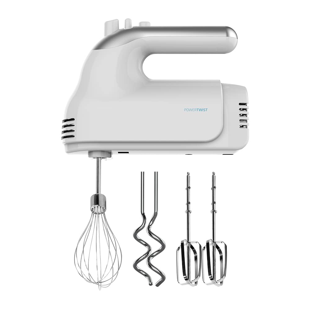 همزن دستی سکوتک اسپانیا Cecotec مدل PowerTwist. ۵۰۰ وات، ۵ سرعت + عملکرد توربو، طراحی ارگونومیک، ۳ لوازم جانبی: همزن، همزن و خمیرزن، بدون BPA