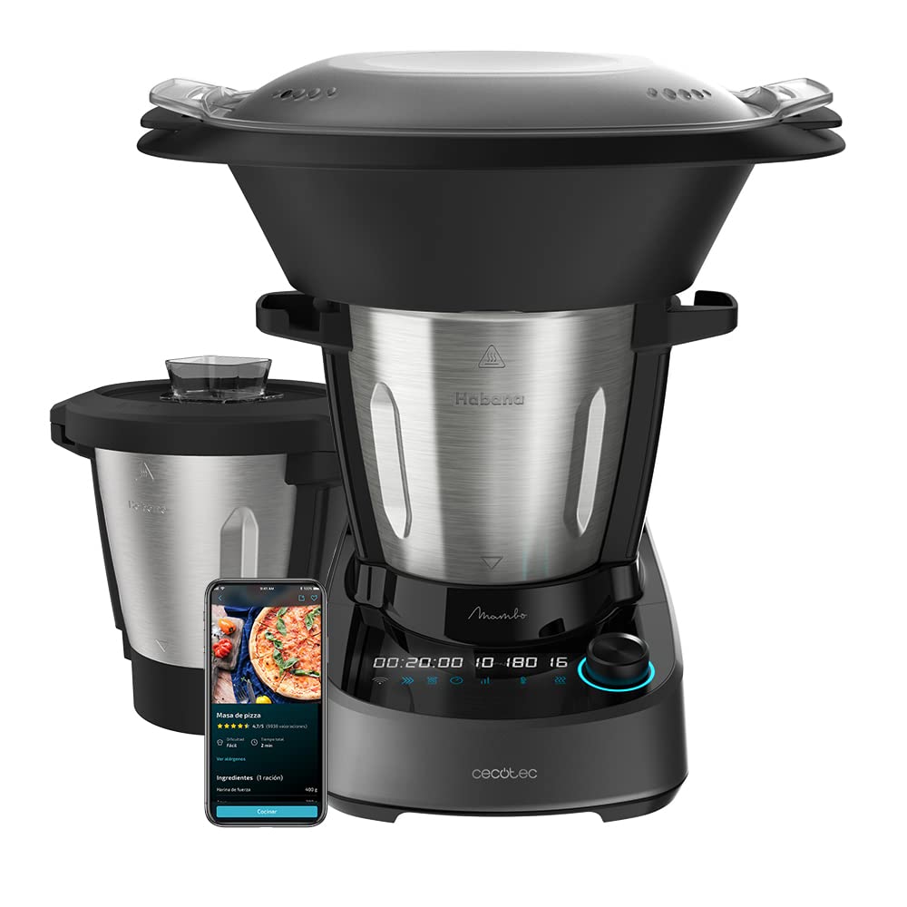 ربات آشپزخانه چند منظوره Cecotec Mambo 11090 Habana، 1600 وات، 37 کاره، اپلیکیشن، ترازو، کوزه نچسب هابانا و پارچ استیل 3.3 لیتری، گاوصندوق ماشین ظرفشویی، کتاب دستور العمل و لوازم جانبی
