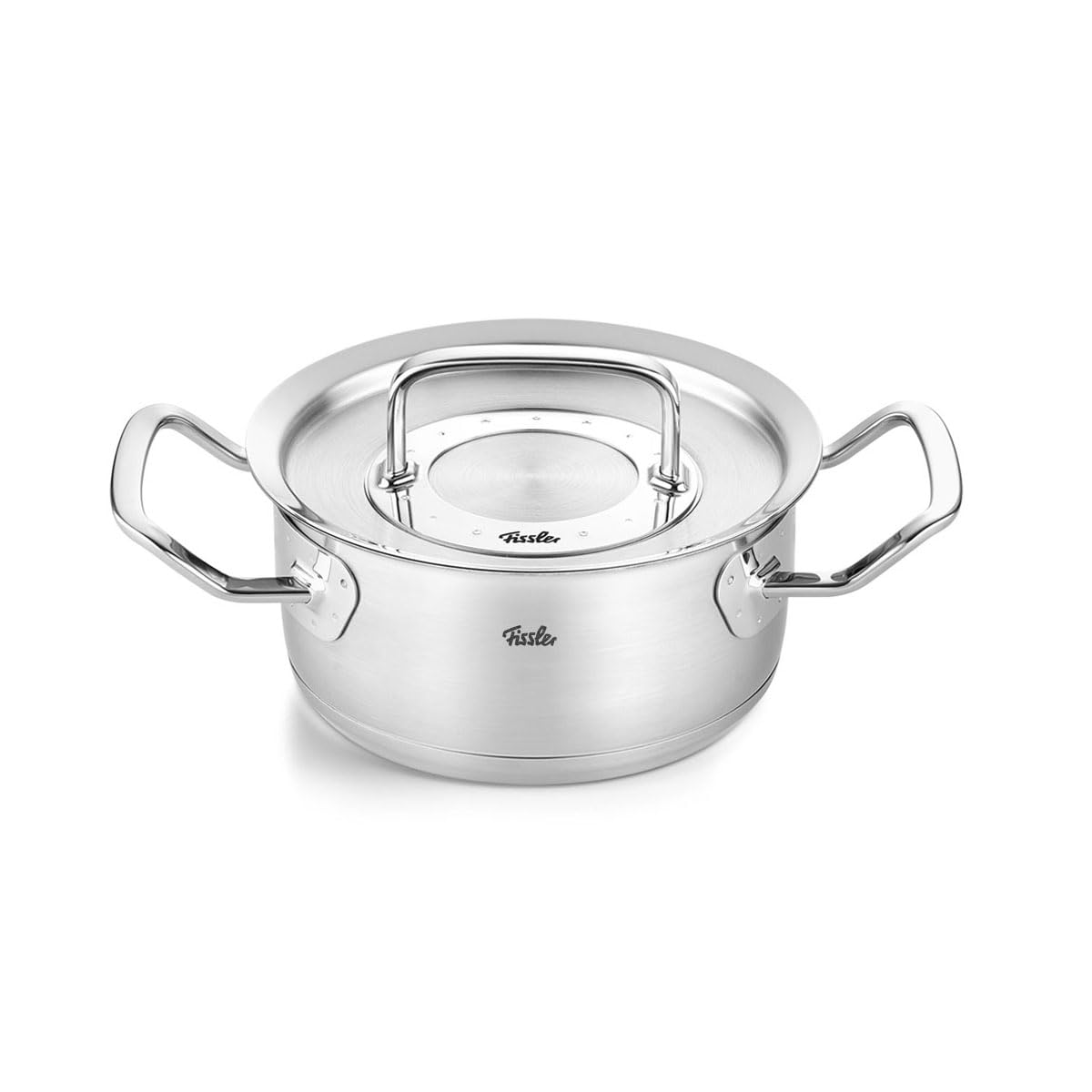 قابلمه تکی فیسلر Fissler Original-Profi Collection / دیگ کباب (Ø 16 سانتی متر، 1.4 لیتر) قابلمه استیل ضد زنگ، تابه با درب فلزی - القایی، نقره ای