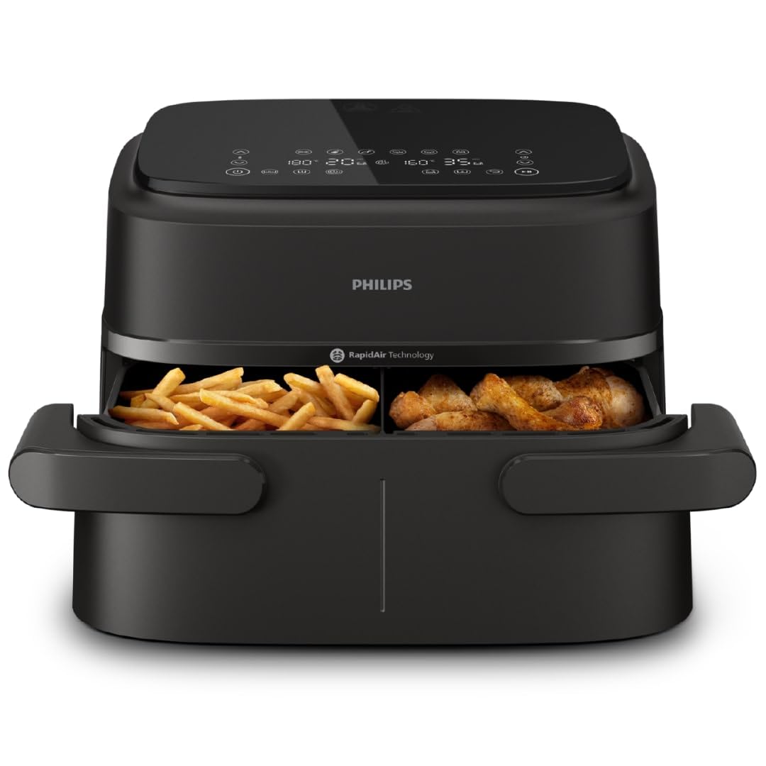 سرخ کن هوای گرم فیلیپس هلند سبد انعطاف پذیر Philips Airfryer سری 1000 - ظرفیت 7.1 لیتر، فناوری RapidAir، 10 عملکرد پخت و پز، 90٪ چربی کمتر، طراحی جمع و جور، برنامه دستور پخت HomeID (NA154/00)