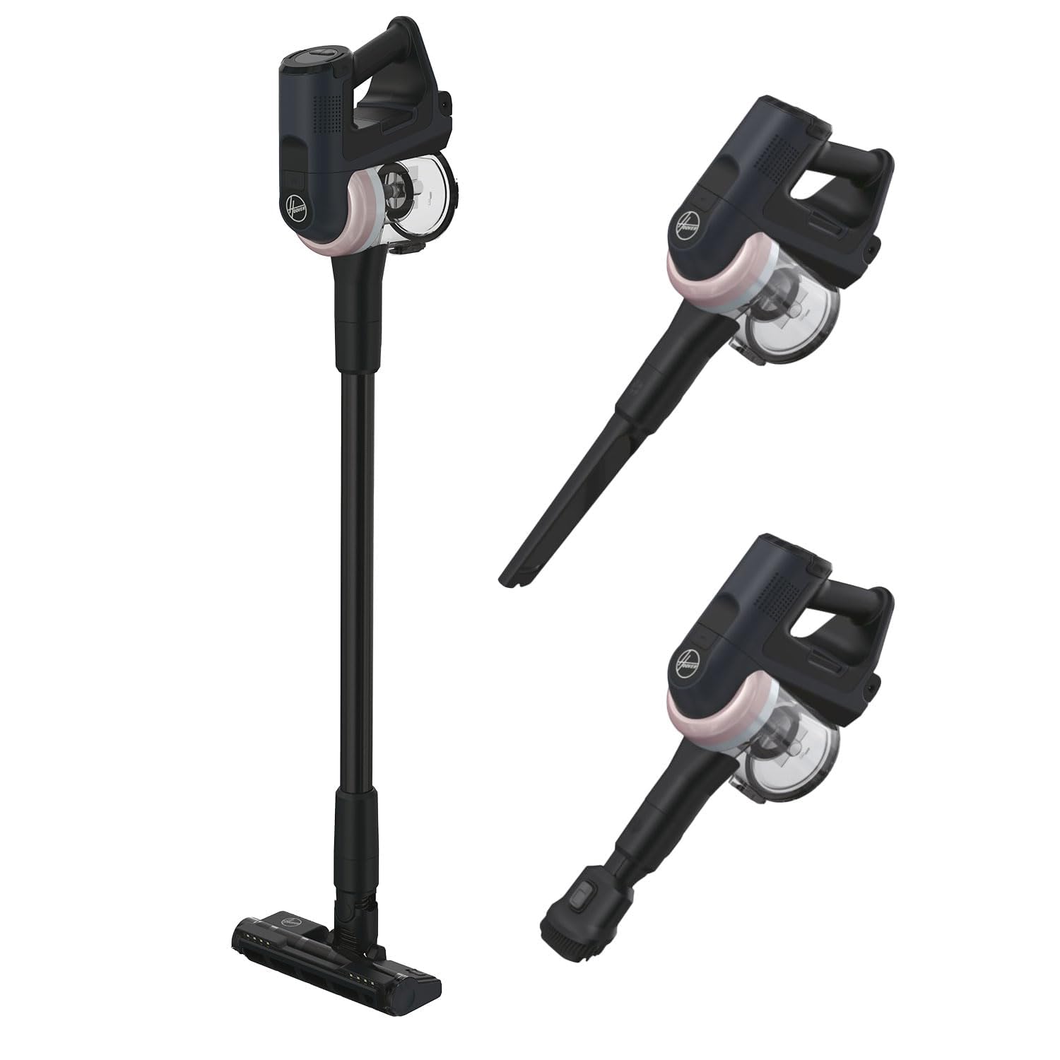 جارو شارژی هوور آمریکا قابل مانور 360 درجه هوور با LED برای مساحت 120 متر مربع، جارو شارژی برای کف های سخت، نازل کف با ضد پیچش برای جلوگیری از گره خوردن موهای مکیده شده [HF401H]