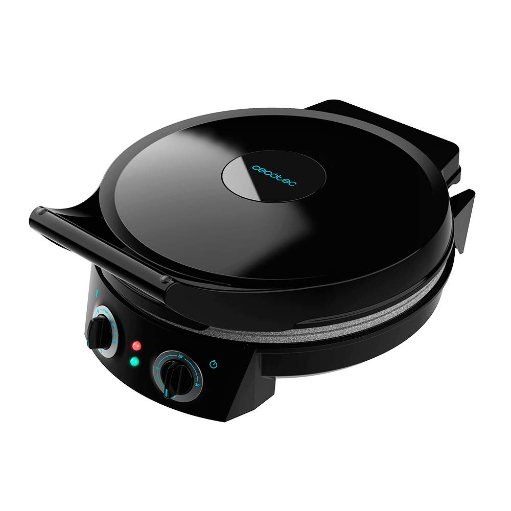 پیتزا و شرکت Cecotec Fun فر پیتزا برقی ۱۸۰۰ وات، گریل، تایمر ۳۰ دقیقه‌ای، روکش راک‌استون، دمای قابل تنظیم، دهانه ۱۸۰ درجه با دو صفحه