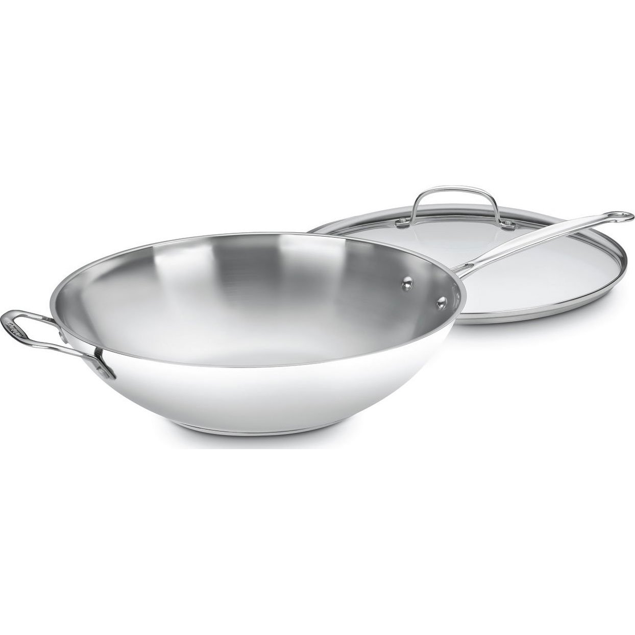ماهیتابه 14 اینچی استیل ضد زنگ کلاسیک سرآشپز Cuisinart 726-38H با دسته کمکی و روکش شیشه ای