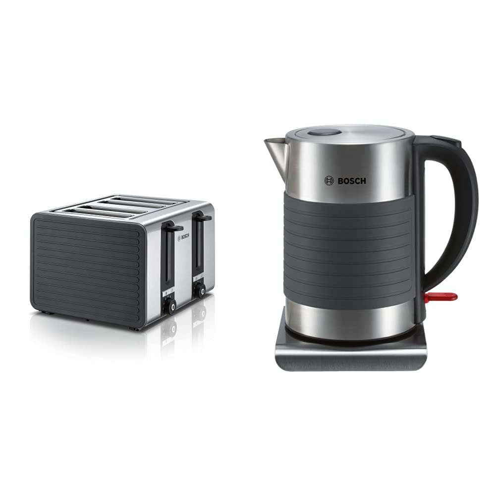 توستر 4 اسلایس و کتری برقی بوش آلمان Bosch TAT7S45، با خاموش شدن خودکار، 1800 وات، خاموش شدن خودکار، توقف بخار خودکار، 1.7 لیتر، 2200 وات