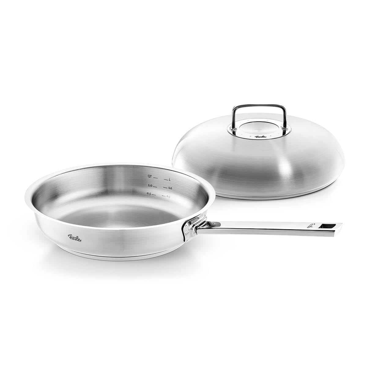 ماهیتابه درب دار فیسلر آلمان Fissler Original-Profi Collection / ست تابه استیل 2 تکه (Ø 28 سانتی متر) قابلمه بدون روکش + درب با ظرفیت بالا - القایی