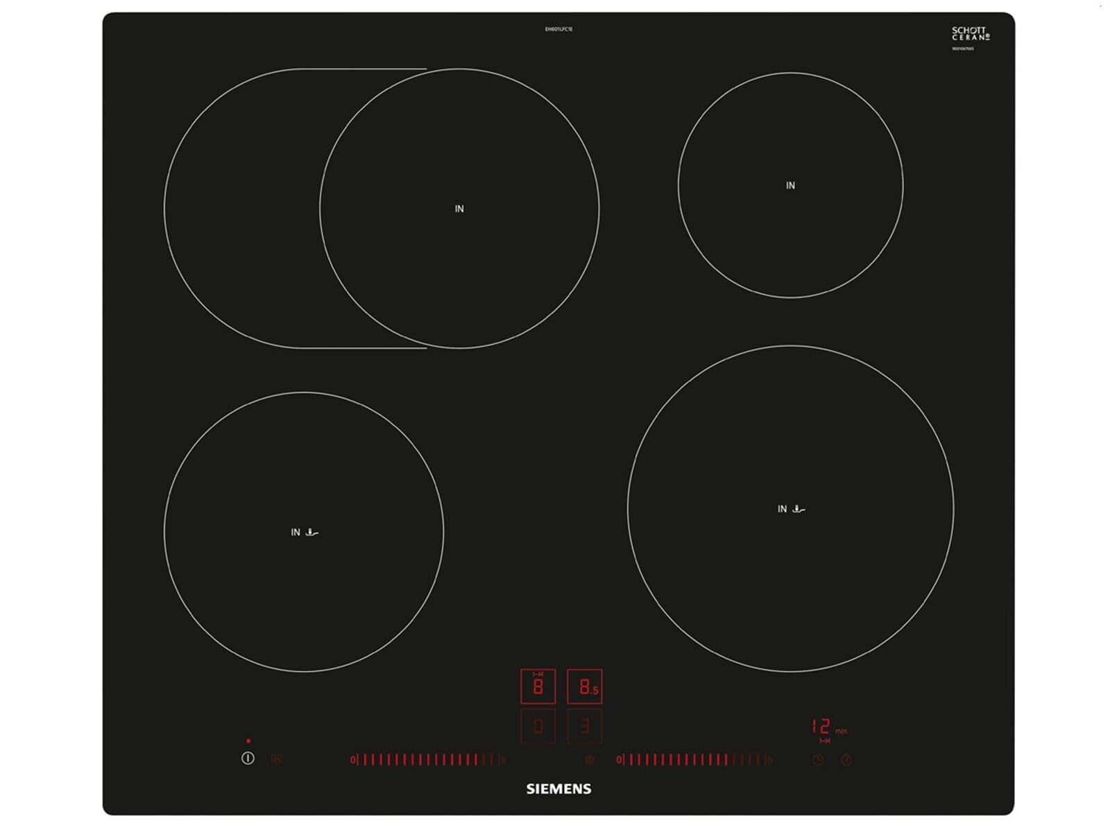اجاق گاز برقی زیمنس EH601LFC1E iQ300، سرامیک شیشه‌ای، 57.2 سانتی‌متر، تایمر با قابلیت خاموش شدن، توکار 60 سانتی‌متر، توکار
