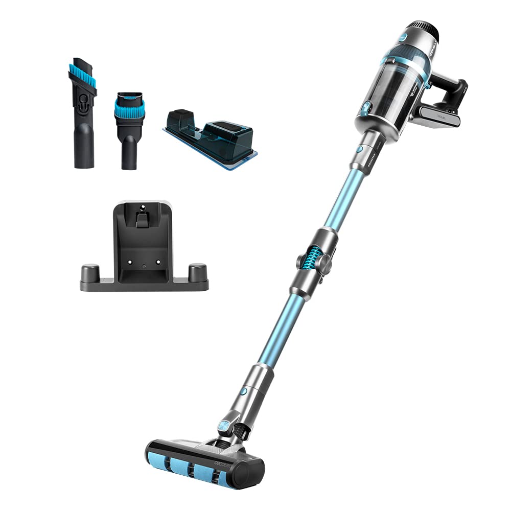 جاروبرقی Cecotec Digital Conga Rockstar 1700 Titanium ErgoWet Cordless Stick، 4 در 1، موتور دیجیتال، برس Jalisco، 680 وات و 26 کیلو پاسکال، 230 AW، خودکار 75 دقیقه، مخزن آب و لوازم جانبی