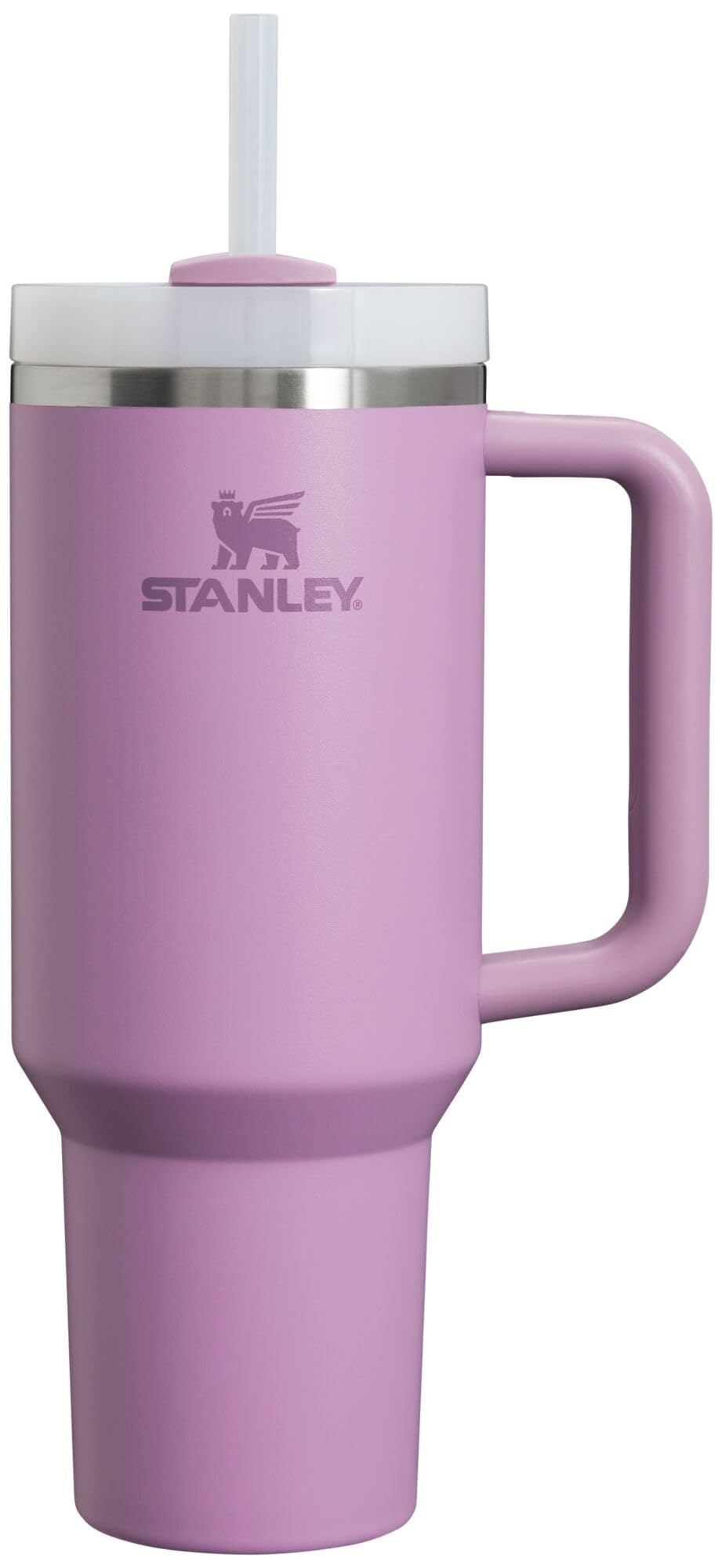 لیوان استیل ضد زنگ عایق خلاء Stanley Quencher H2.0 FlowState با درب و نی، برای آب، چای سرد یا قهوه، اسموتی و موارد دیگر، یاسی، ۱.۲ لیتر یاسی ۱.۲ لیتر