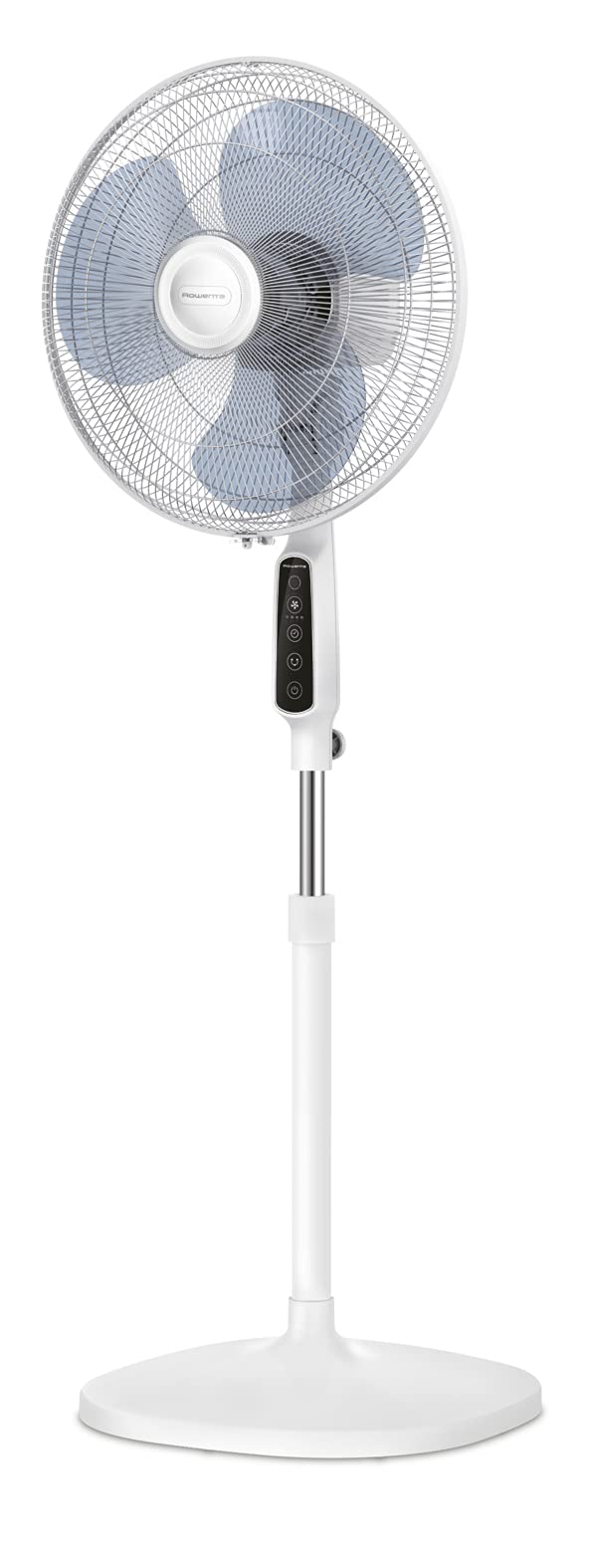 پنکه پایه دار Rowenta Essential+، ارتفاع قابل تنظیم، ۳ سرعت، عملکرد تایمر، بی صدا، کنترل از راه دور، سفید، کنترل الکترونیکی + تایمر VU4440F0