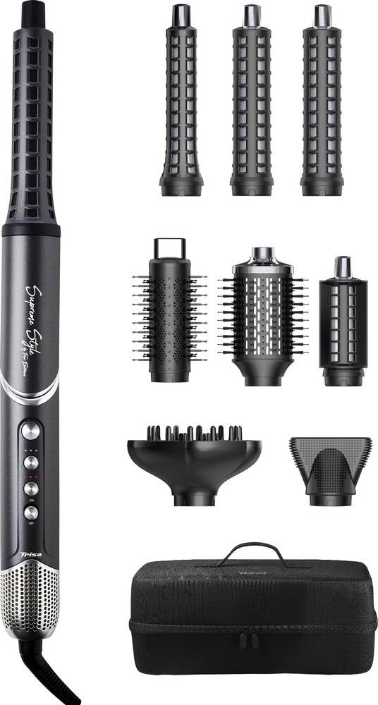 سشوار و حالت دهنده مو تریزا سوئیس، حالت دهنده موی چند حالته 9 کاره، سشوار یونی 1300 وات با پخش کننده، ست حالت دهنده مو با فر کننده اتوماتیک، برس هوای گرم، برس صاف کننده، برس صاف کننده مو