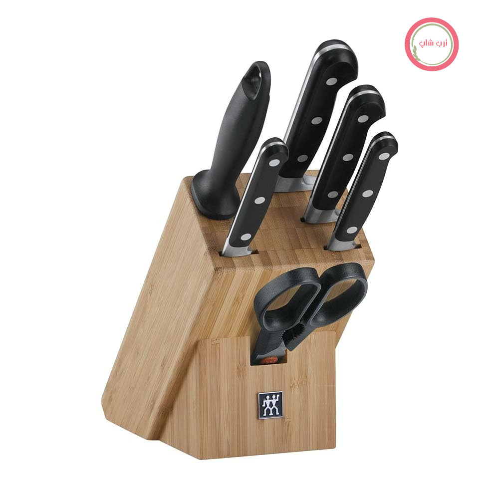 بلوک چاقوی ZWILLING Professional S با مجموعه چاقوی 7 تکه، فولاد ضد زنگ، ساخت آلمان، چوب Professional S 7 تکه