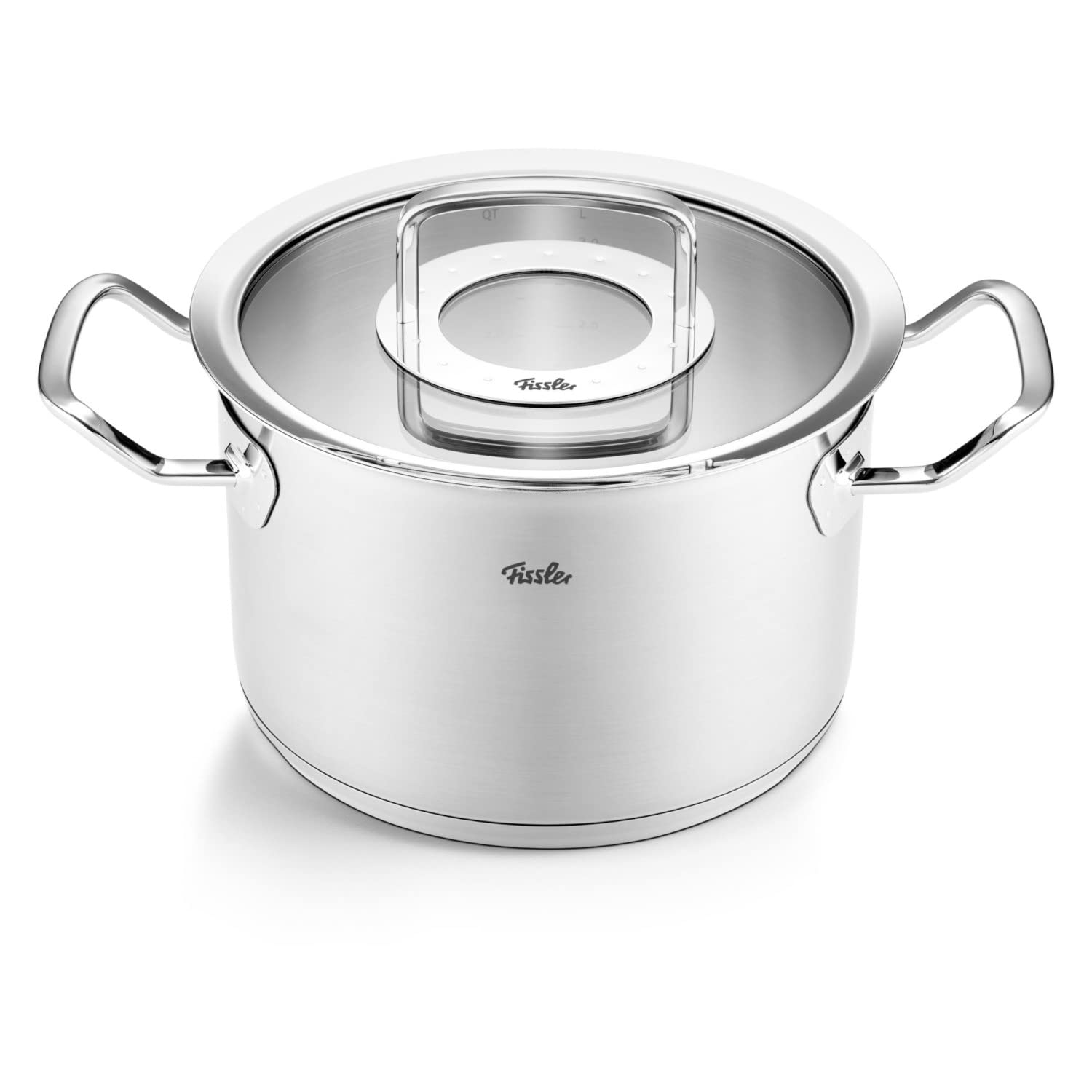 قابلمه تکی فیسلر Fissler Original-Profi Collection / قابلمه استیل ضد زنگ (Ø 20 سانتی متر، 3.9 لیتر) قابلمه شامل درب شیشه ای - القایی، نقره ای