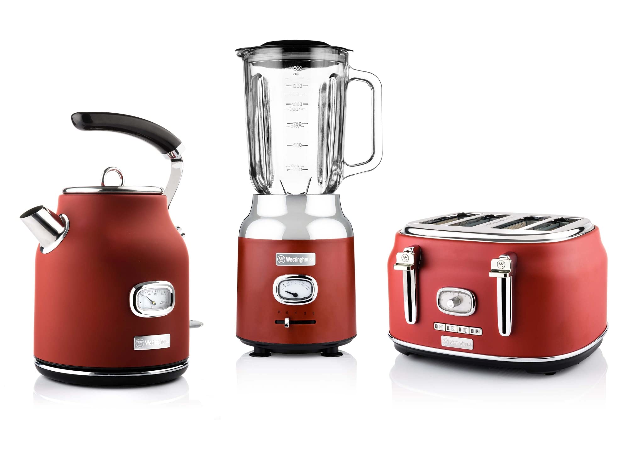 ست توستر،مخلوط کن و کتری برقی وستینگهاوس آمریکا، Westinghouse‎‎ ‎‎‎‎‎WES11 کتری 1.7 لیتر، فیلتر آهک و محافظ در برابر گرمای بیش از حد، توستر چهار اسلات با گرم کننده نان، مخلوط کن 3 سرعته