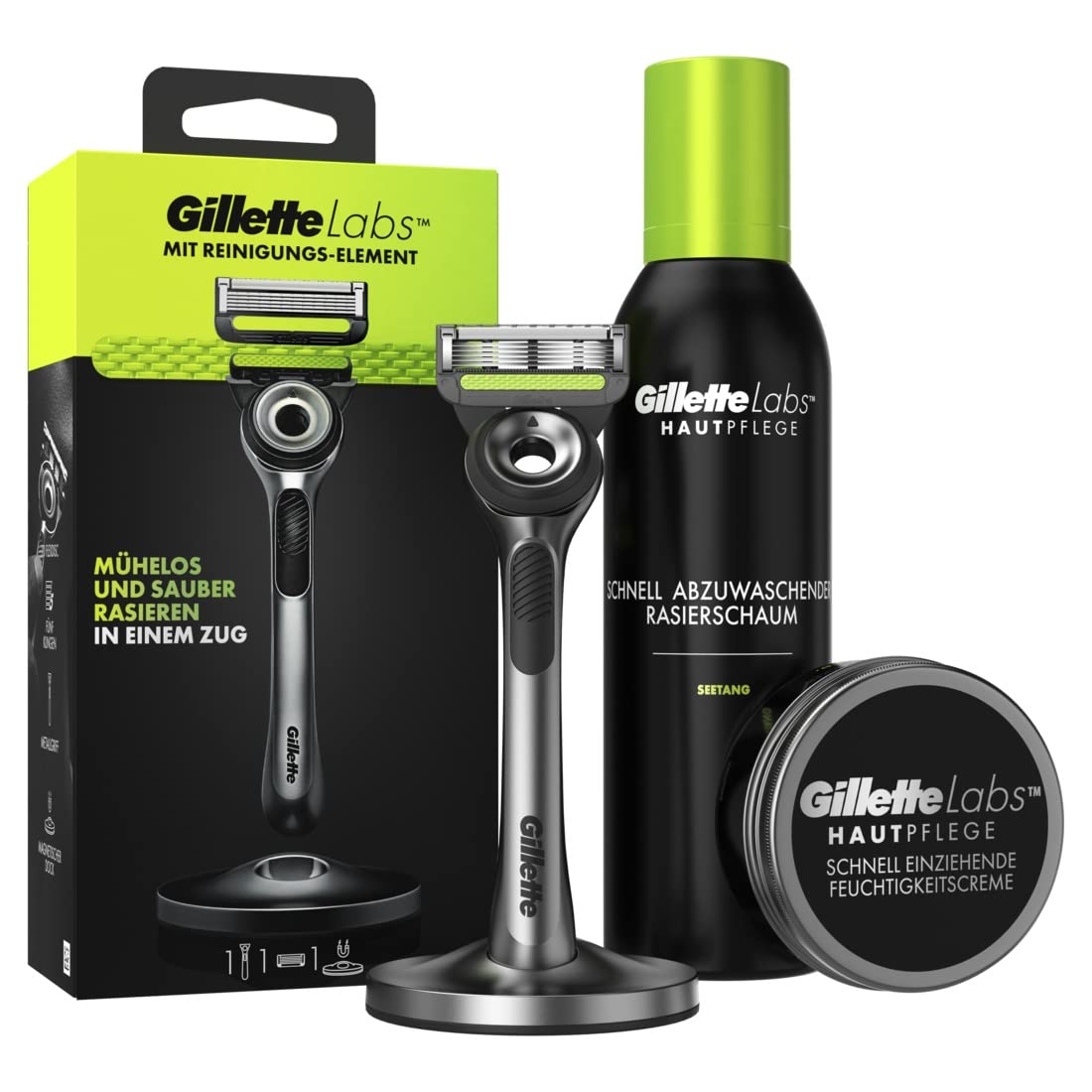 ست مراقبت از ریش ژیلت لبز، تیغ اصلاح مردانه مرطوب + ۱ عدد تیغ + کرم مرطوب‌کننده (۱۰۰ میلی‌لیتر) + کف اصلاح (۲۴۰ میلی‌لیتر)