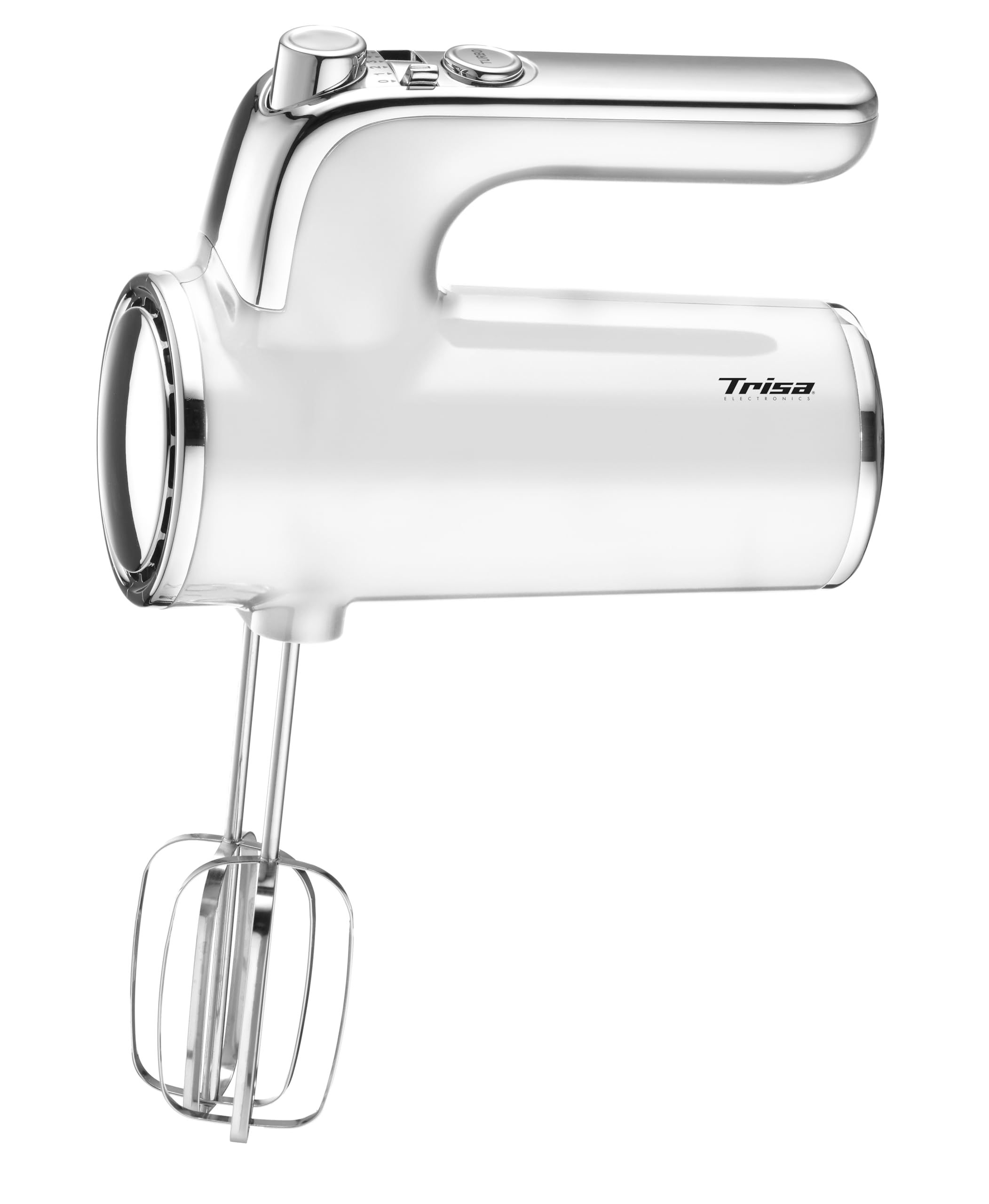 همزن دستی تریزا سوئیس - 6 سرعته با توربو، شروع آهسته، طراحی کروم، همزن و قلاب خمیر از جنس استیل ضد زنگ، 400 وات، سفید