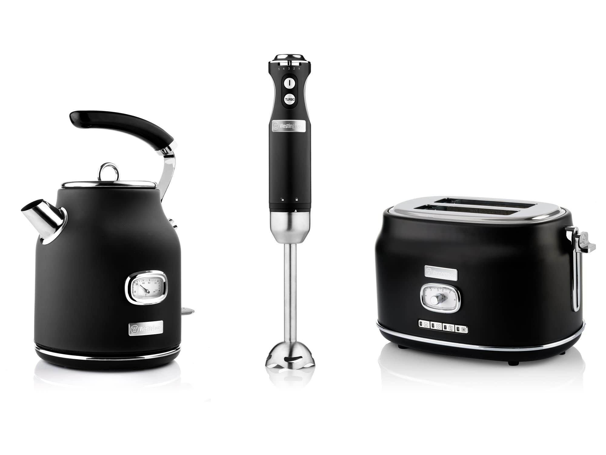 ست توستر،گوشت کوب برقی و کتری برقی وستینگهاوس آمریکا، Westinghouse‎‎ ‎WES13 کتری 1.7 لیتری و رسوب آهک، توستر دو شیار با ضمیمه نان، مخلوط کن دستی با 4 تنظیم سرعت