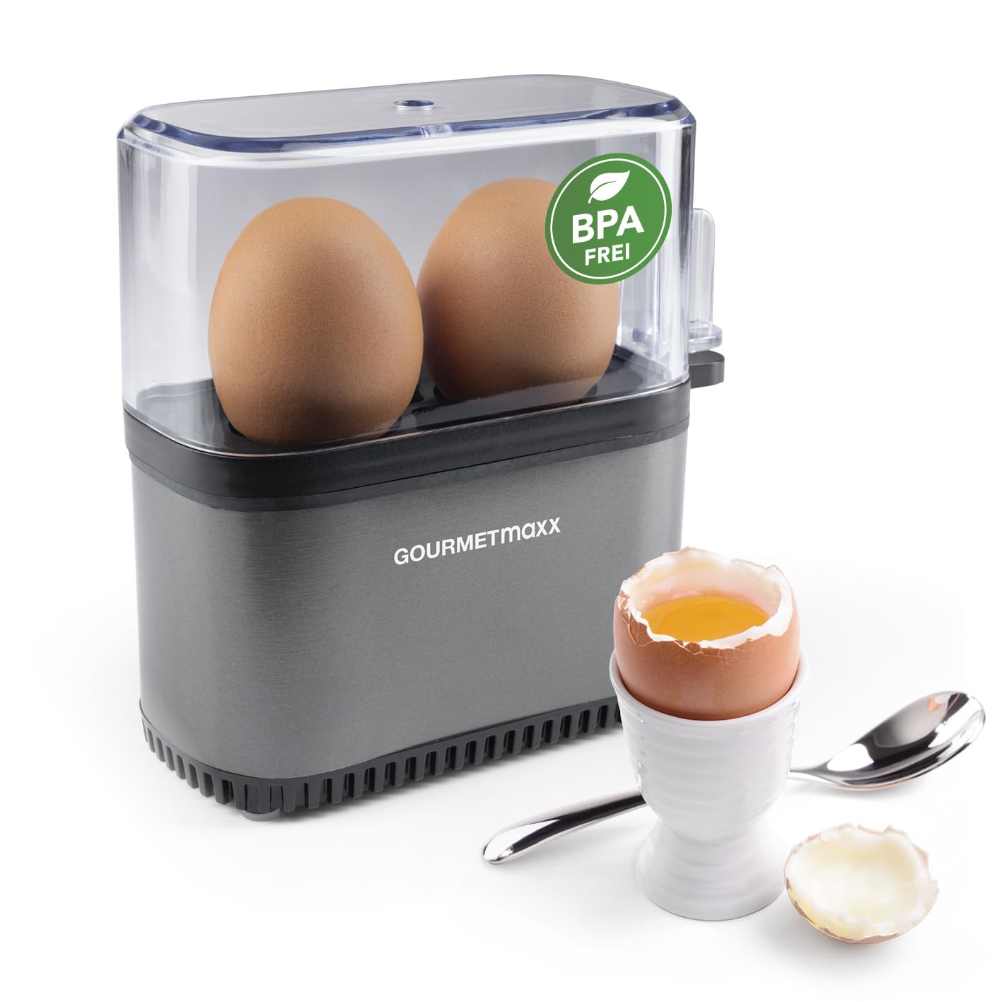 تخم‌ مرغ‌ پز گورمت‌ مکس آلمان  GOURMETmaxx برای ۲ عدد تخم‌مرغ خاکستری